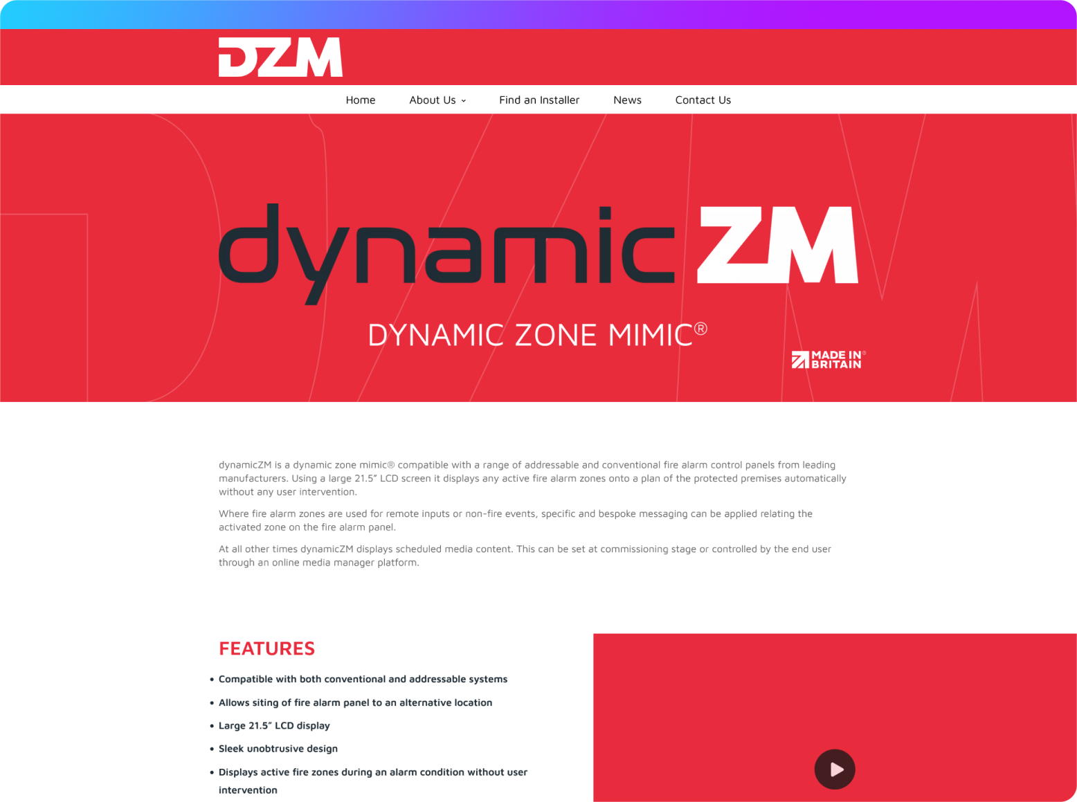 A screenshot of dynamiczm fire alarm system website homepage